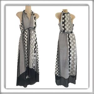 Maeve Anthropologie Hi-Low Maxi Dress Sleeveless Ruffle Lined Black Size 2